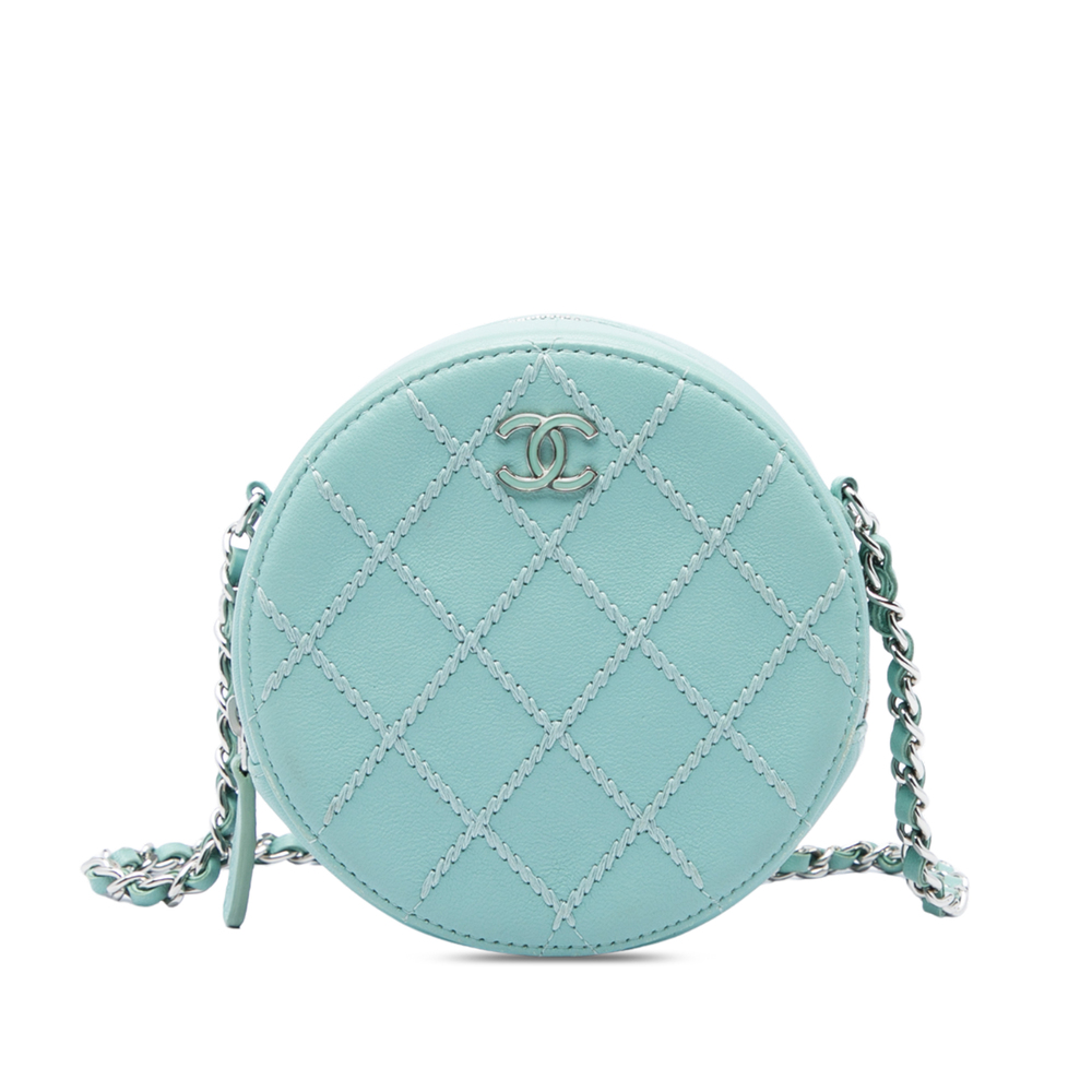 Pre-Loved Chanel Quilted Lambskin Ultimate Stitch Round Clutch With Chain
